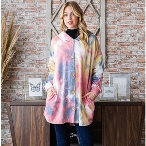 PLUS SIZE HEIMISH USA “ Marion 2 “ HEIMISH Tie Dye Cardigan with Pockets